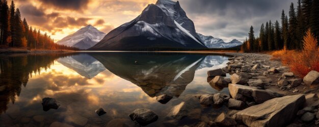 Banff National Park in Canada Alberta Bella foresta nelle montagne con lago