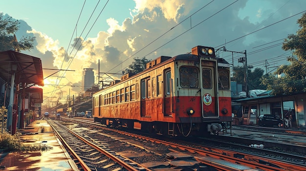 Bangkok Skytrain si ferma sui binari del treno Banner di sfondo HD