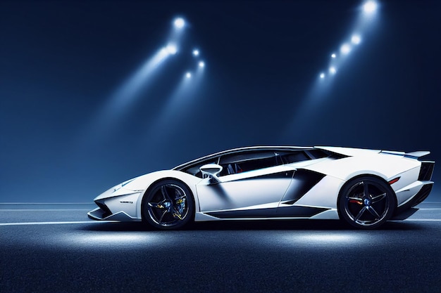 Bangkok Thailandia 08082022 Lamborghini super car di lusso per sport veloci su sfondo di illuminazione premium 3D illustrazione