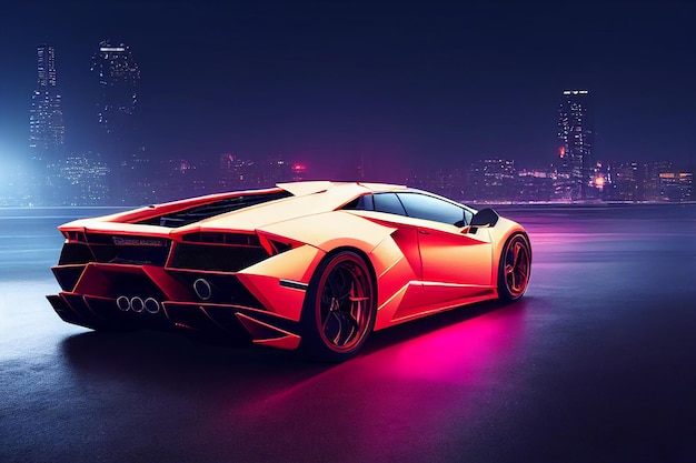 Bangkok Thailandia 08082022 Lamborghini super car di lusso per sport veloci su sfondo di illuminazione premium 3D illustrazione