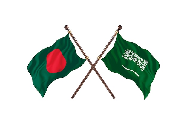 Bangladesh contro l'Arabia Saudita bandiere sfondo