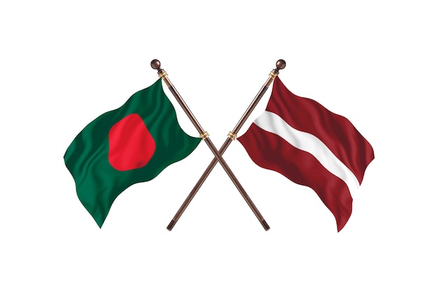 Bangladesh contro la Lettonia bandiere sfondo