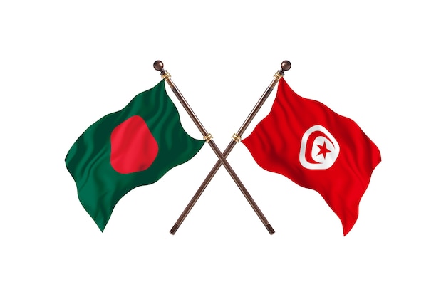 Bangladesh contro Tunisia bandiere sfondo