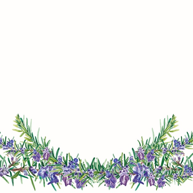 Banner acquerello con fiori viola su sfondo bianco Per inviti di cartoline di design