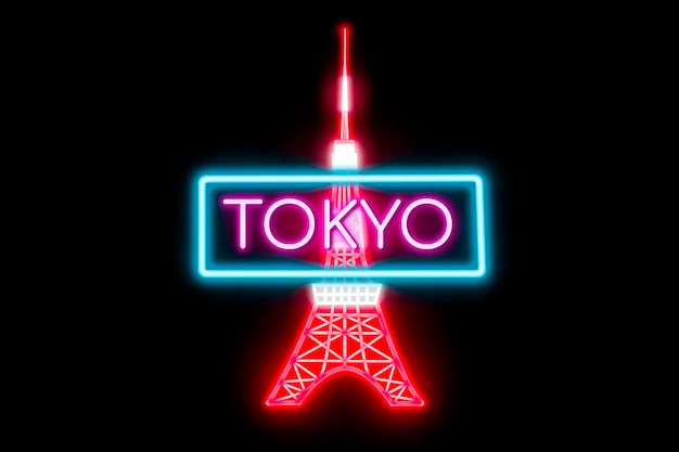 Banner al neon della Torre di Tokyo.