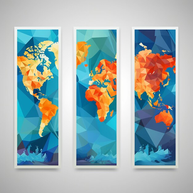 Banner astratto di prospettive globali con mappa del mondo