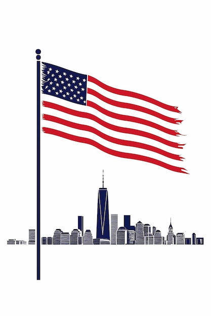 Banner commemorativo dell'911 USA Giorno dei patrioti 20° anniversario vettore di sfondo bianco