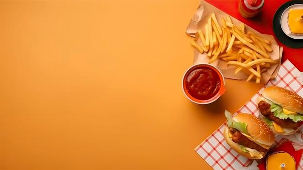 Banner con fast food Copy space background IA generativa