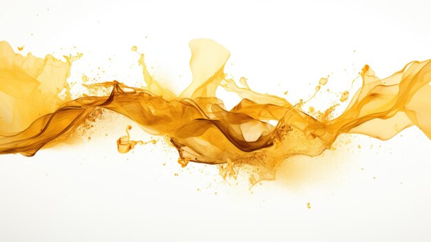 Banner con sfondo astratto esplosione di vernice a inchiostro dorato in acqua su sfondo bianco