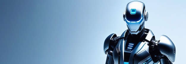 Banner con un robot antropomorfo