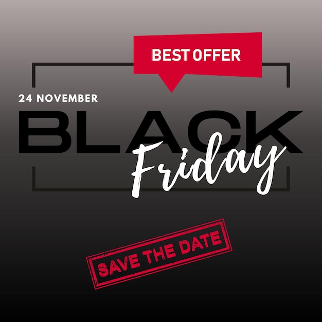 Banner del Black Friday Poster di sconto originale sfondo nero e redart
