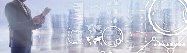 Banner del sito Web Cruscotto di investimento Diagramma Grafico Stock Trading sfondo trasparente di affari