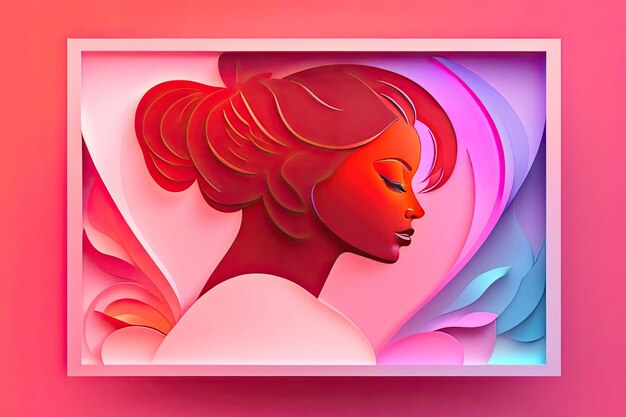 Banner della Festa della Donna con silhouette sfondo colorato arte generativa AI