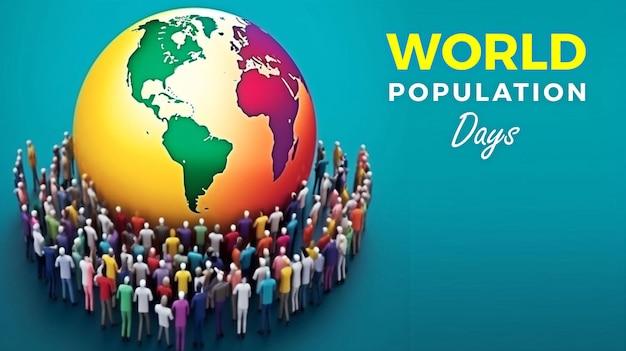 Banner della Giornata Mondiale della Popolazione con globo e spazio per il testo