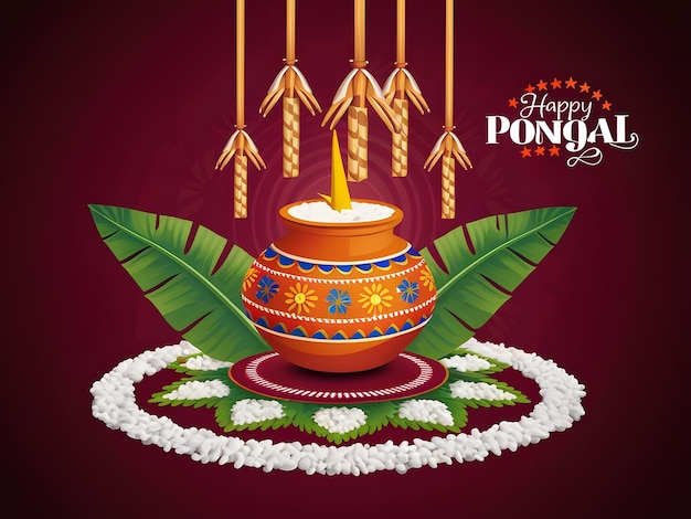 Banner della Giornata Nazionale della Gioventù Happy Pongal Holiday Harvest Festival del Tamil Nadu Banner dell'India meridionale