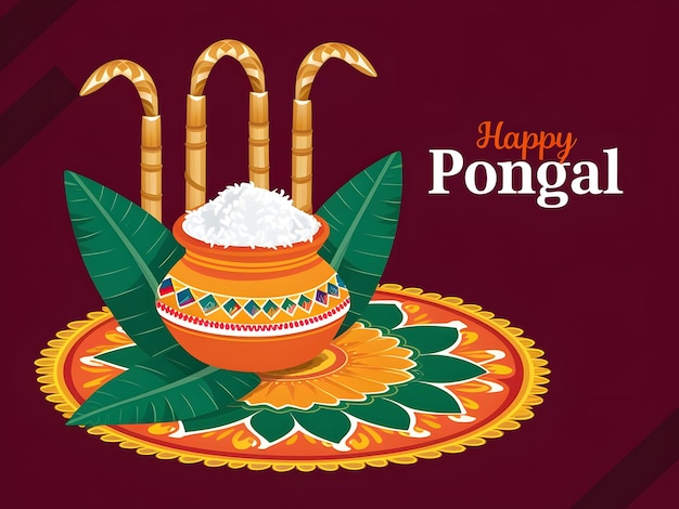 Banner della Giornata Nazionale della Gioventù Happy Pongal Holiday Harvest Festival del Tamil Nadu Banner dell'India meridionale