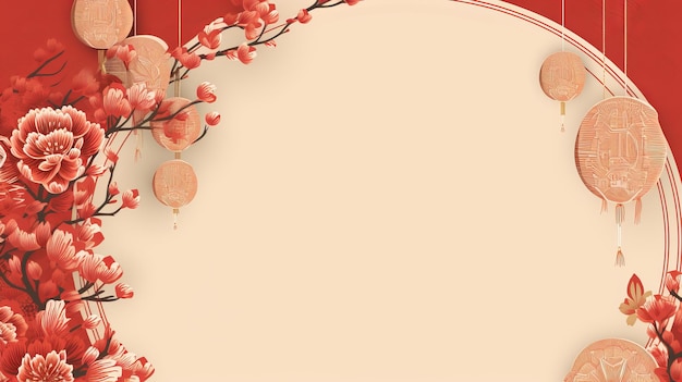 Banner design con motivo astratto in stile orientale fiore di ciliegio sakura fiore Capodanno cinese