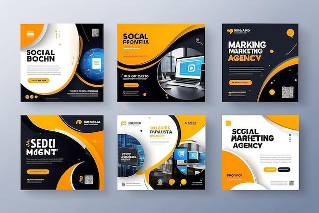 Banner di agenzia di marketing digitale per il modello di post sui social media Set Corporate Business Promotion Social Media Web Banner