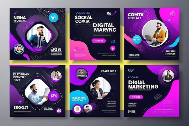 Banner di agenzia di marketing digitale per il modello di post sui social media Set Corporate Business