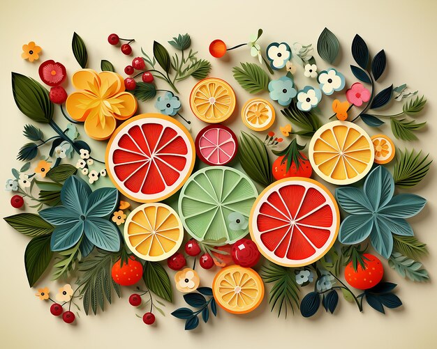 Banner di bacche di frutta in stile origami di carta ricca festa del raccolto autunnale Illustrazione generata da AI