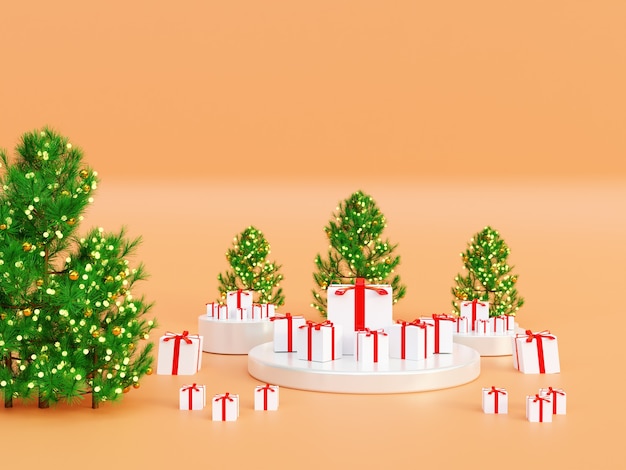 Banner di buon Natale invernale del podio geometrico 3d per l'immagine pubblicitaria del prodotto per mockup