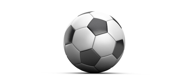 Banner di calcio Pallone da calcio su sfondo bianco closeup Composizione centrale