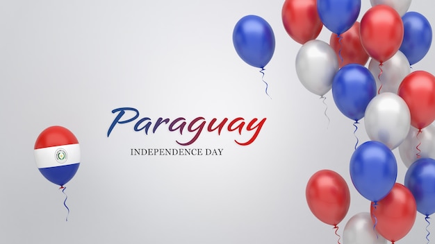 Banner di celebrazione con palloncini nei colori della bandiera del Paraguay.