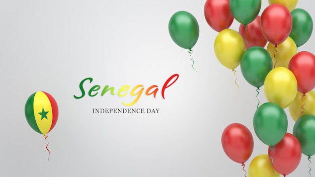 Banner di celebrazione con palloncini nei colori della bandiera del Senegal.