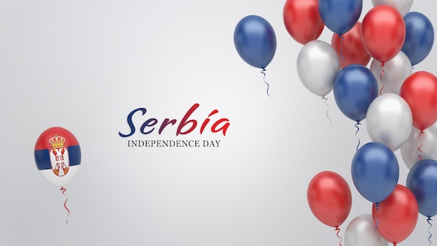 Banner di celebrazione con palloncini nei colori della bandiera della Serbia.