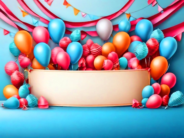 Banner di compleanno vuoto decorazione di festa regalo carta di spazio vuoto sfondo realistico