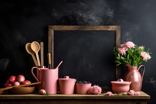 Banner di cucina deliziose in pastello rosa e blu