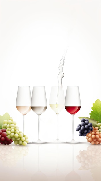 Banner di degustazione di vini bianco e pulito volantino moderno minimalista AI generativo