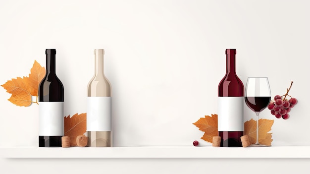 Banner di degustazione di vini bianco e pulito volantino moderno minimalista AI generativo