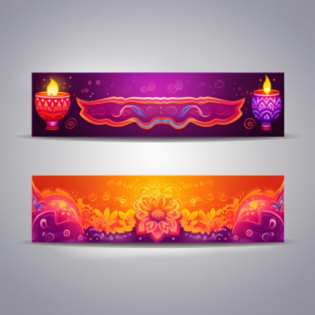 banner di diwali e design di diwali diya