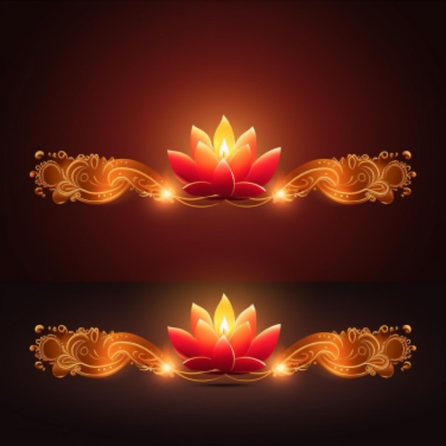 banner di diwali e design di diwali diya