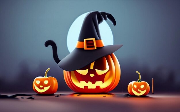 Banner di Halloween con simboli della tradizione Illustrazione del gatto nero