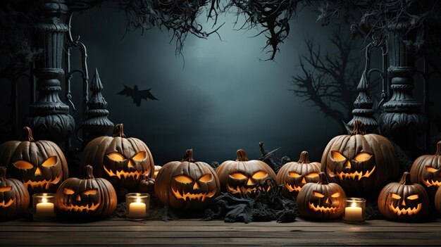 Banner di Halloween Sfondo di Happy Halloween generato dall'intelligenza artificiale