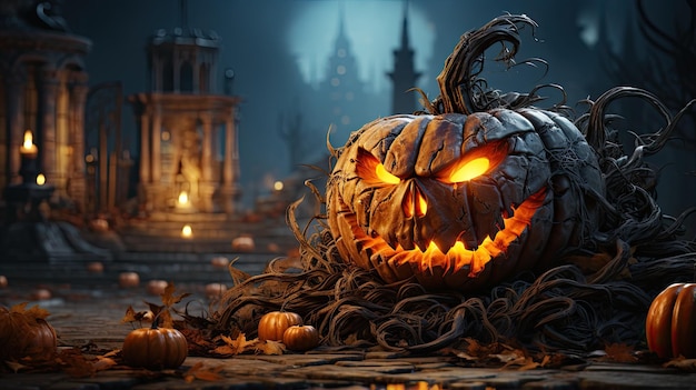 Banner di Halloween Sfondo di Happy Halloween generato dall'intelligenza artificiale