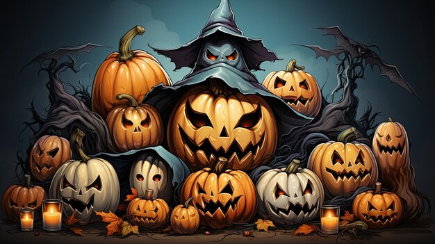 Banner di Halloween Sfondo di Happy Halloween generato dall'intelligenza artificiale