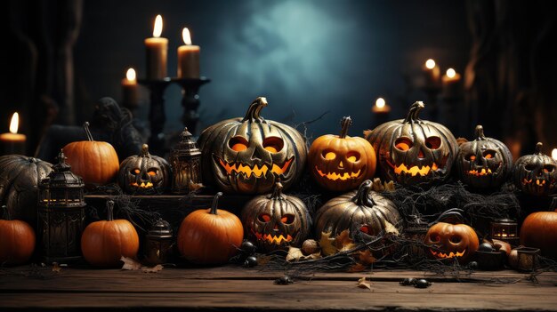 Banner di Halloween Sfondo di Happy Halloween generato dall'intelligenza artificiale