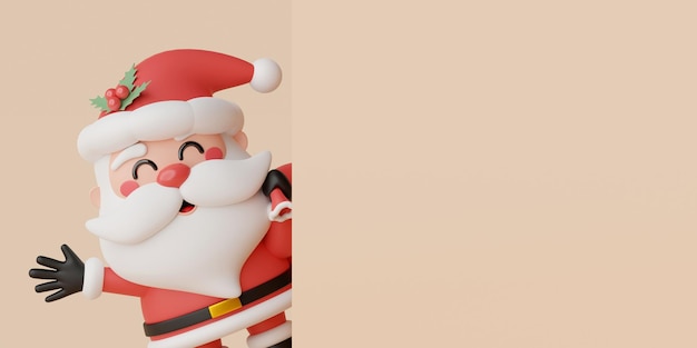 Banner di illustrazione 3d di Babbo Natale con spazio di copia per testo o pubblicità