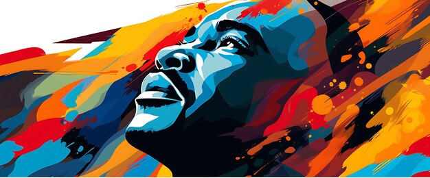 Banner di Martin Luther King Jr. Face With a Palette and Paintbrush v 2D Design Art Creative Post