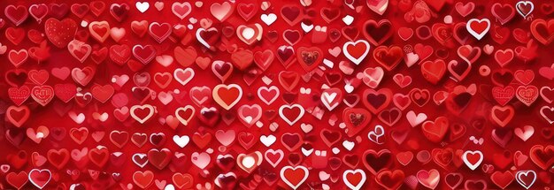 Banner di matrimonio di San Valentino fatto di cuori rossi diversi Da utilizzare per i voucher per banner di vendita d'amore