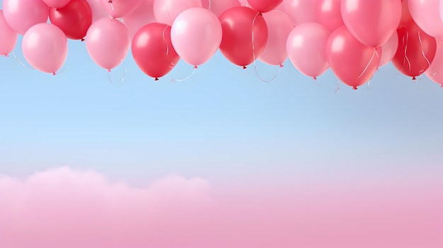 Banner di palloncini di buon compleanno con stravaganza di celebrazione con spazio per la personalizzazione