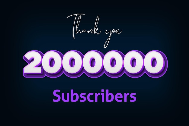 Banner di saluto per la celebrazione di 2000000 abbonati con design 3d viola