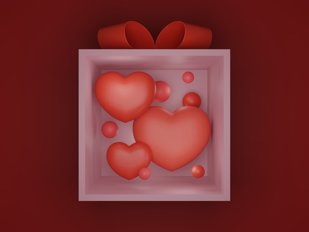 Banner di San Valentino con scatola regalo e cuore