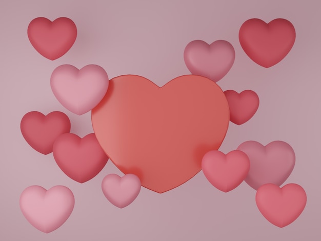 Banner di San Valentino con scatola regalo e sfondo cuore.