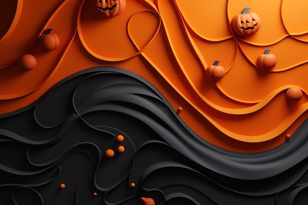 Banner di sfondo festivo arancione e nero per Halloween Generative AI