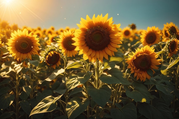 Banner di sfondo girasoli estivi Primo piano ai generativo