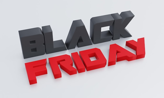 Banner di testo 3D del Black Friday o design del poster isolato su sfondo Concetto di vendita di grandi sconti